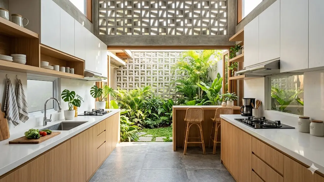 Desain Dapur Belakang dengan Roster
