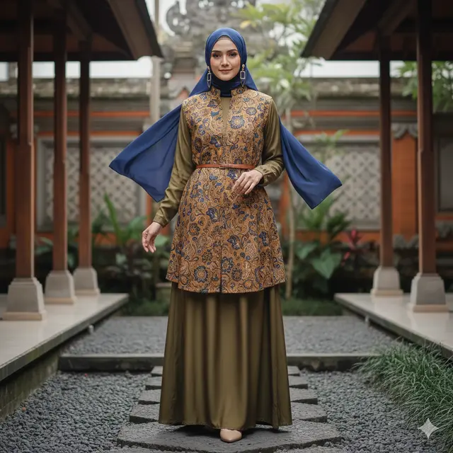 8 Model Gamis Batik Kombinasi Vest yang Sedang Viral: Modis, Modern dan Cocok untuk Berbagai Acara