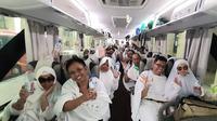 Jemaah haji Indonesia berangkat ke Makkah dari Madinah. Foto: Darmawan/MCH