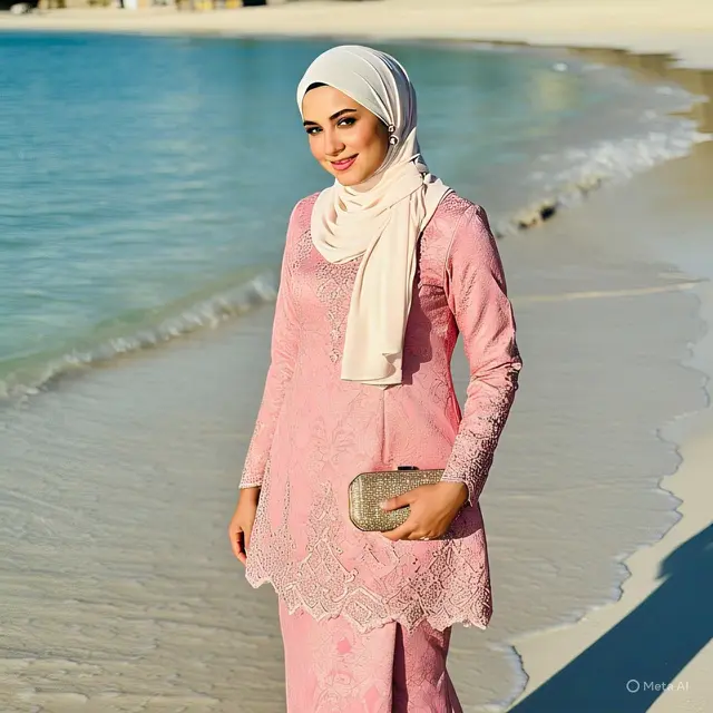 Gamis Brokat Soft Pink