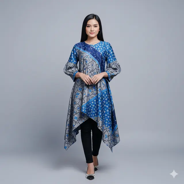 Model Tunik Batik Lengan Bishop Simple Tapi Mewah yang Elegan. Gemini