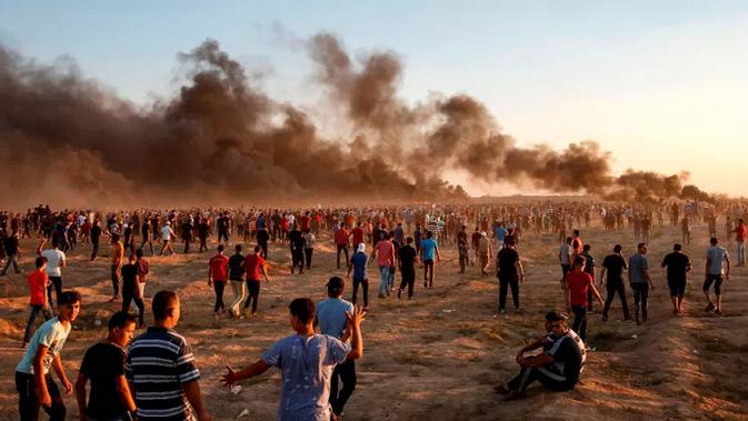 Aksi demonstrasi yang terjadi pada Jumat (21/9) di perbatasan Gaza menewaskan satu warga Palestina (AFP)