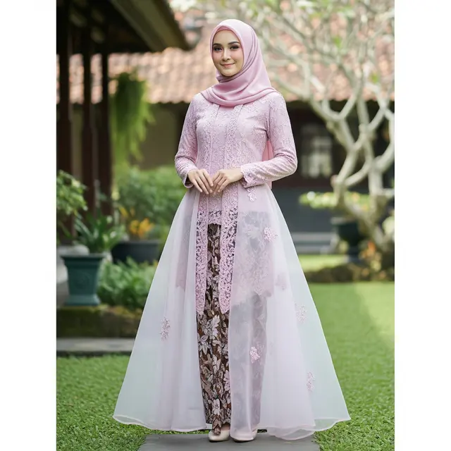9 Model Gamis Kombinasi Brokat Organza, Pilihan Anggun dan Glamor