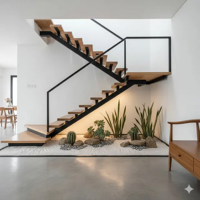 7 Model Rumah Kecil Modern dengan Taman Kering di Dalam Ruangan, Estetis dan Nyaman untuk Hunian Masa Kini