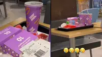 Kemasan BTS Meal Dibuang di McDonald's Dubai. (TikTok/@kucboluc)