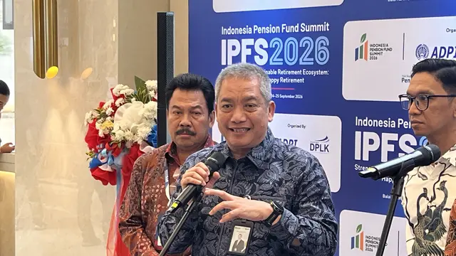 Direktur Utama PT Asabri Jeffrey Haryadi P Manullang, dalam Indonesia Pension Fund Summit di Jakarta, Jumat (25/9/2026). (Liputan6.com/Christian)