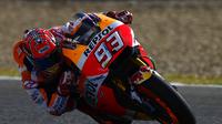 Pembalap Repsol Honda, Marc Marquez akan memulai balapan MotoGP Spanyol 2017 dari posisi kedua. (PIERRE-PHILIPPE MARCOU / AFP)