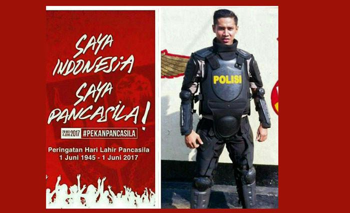 Kapten tim Bhayangkara FC, Indra Kahfi, mengajak warga menjaga persatuan dan tetap menjunjung Pancasila sebagai dasar negara. (Bola.com/Dok. Bhayangkara FC)