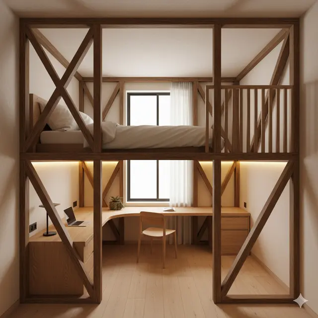 Rumah dengan Kamar Tidur Mezzanine Hemat Ruang. Gemini