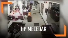 Sebuah ponsel meledak saat dipakai menelepon oleh seorang wanita. Diketahui ponsel digunakan sambil diisi daya.