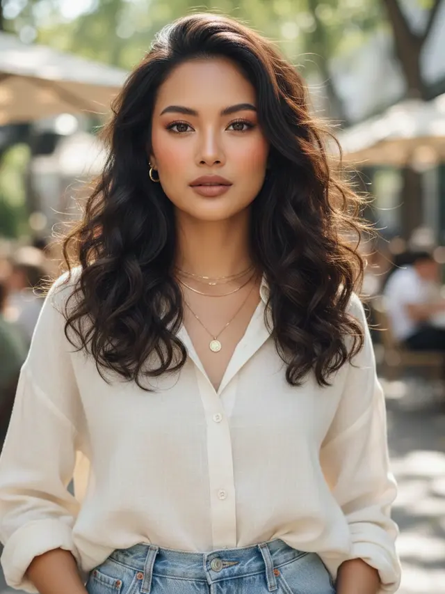 Model Rambut Wanita Panjang Keriting Gantung (Foto: Gemini AI)