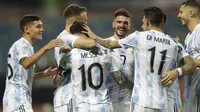 Kemenangan ini membawa Argentina lolos ke babak semifinal Copa America 2021. Argentina selanjutnya akan menghadapi Kolombia pada babak semifinal Copa America 2021 di Stadion Nasional Mane Garrincha, Brasil. (Foto:AP/Andre Penner)