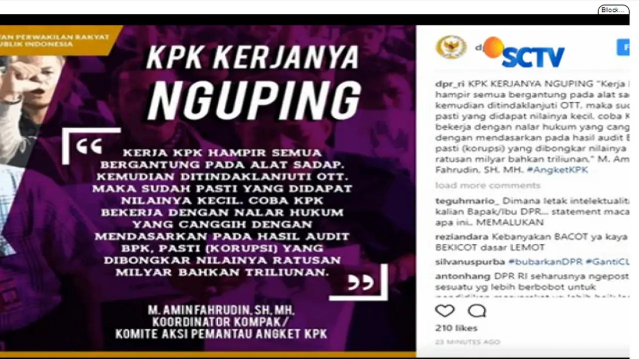 Setya Novanto Tersangka, Akun Instagram DPR Sindir KPK