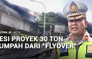 Ngeri! Besi Proyek 30 Ton Tumpah dari Flyover Tomang Usai Kecelakaan