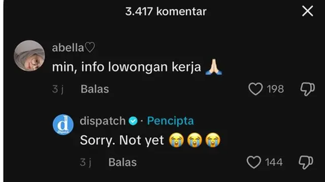 6 Komentar Netizen Indonesia dan Admin Akun Dispatch Ini Bikin Ngakak