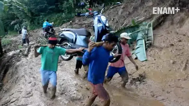 Hujan deras yang mengguyur Garut, Jawa Barat, mengakibatkan tanah longsor kawasan Cisewu. Akibatnya jalan provinsi yang menghubungkan Garut dan Bandung terputus.