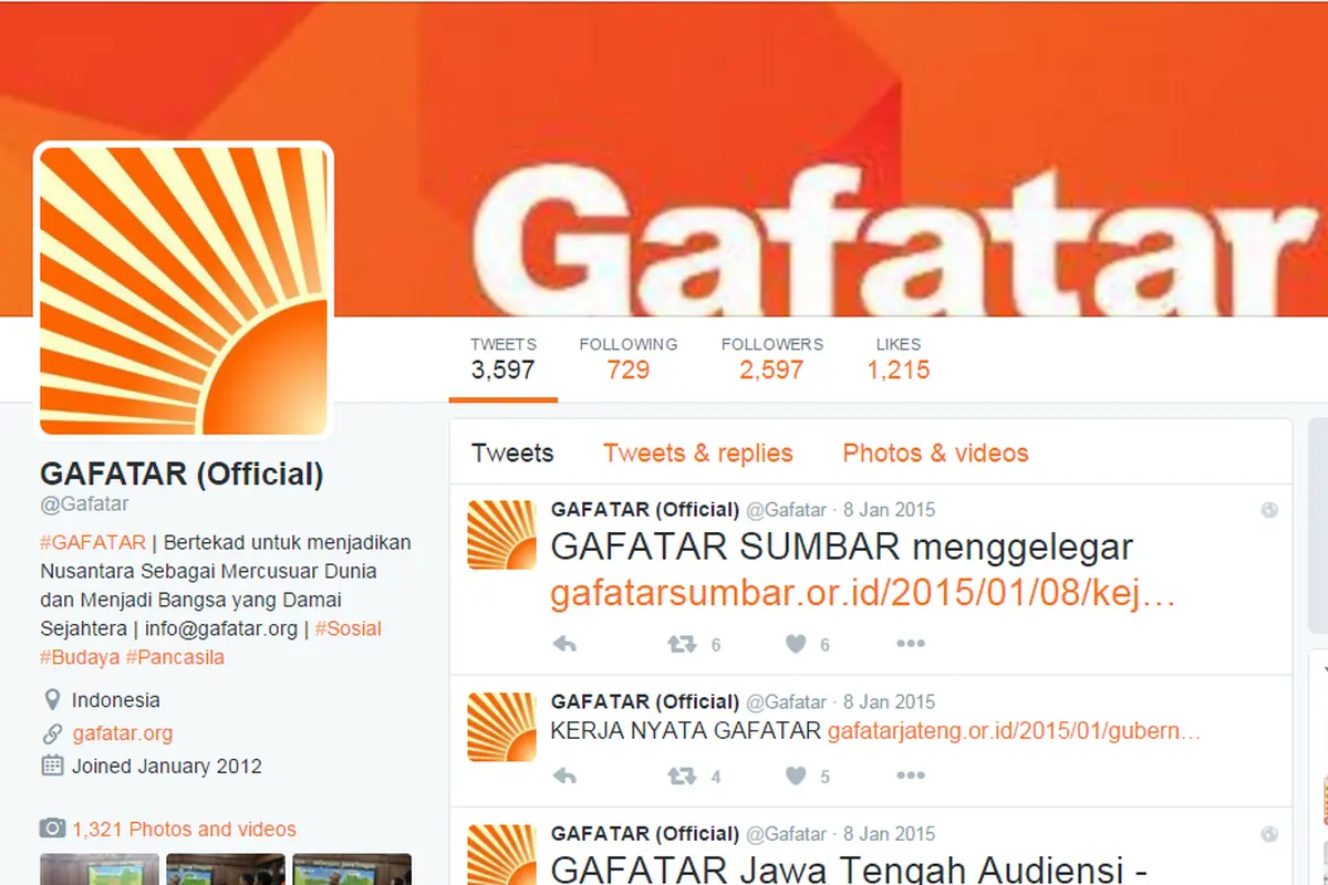 Memiliki 2597 Followers, Beginilah Aktivitas Gafatar di Twitter 