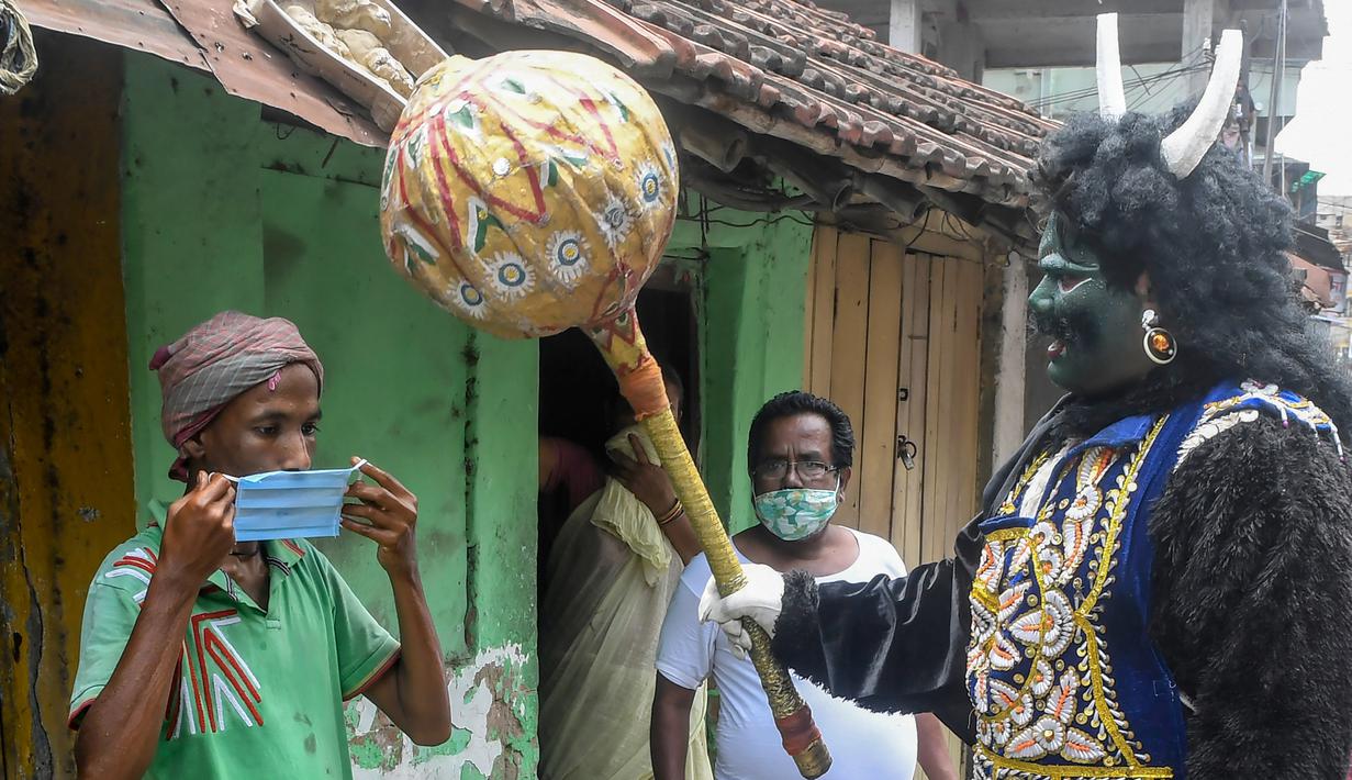Foto India Lockdown Covid 19 Dewa Kematian Muncul Di Jalanan Global Liputan6 Com