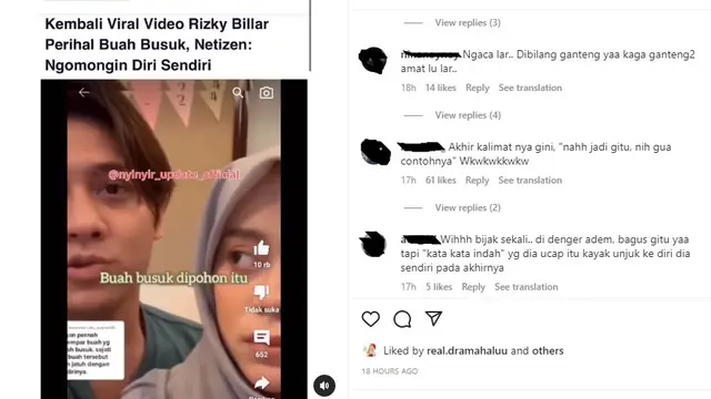 Pernyataan Rizky Billar di masa lalu kini jadi viral (Foto: Instagram @nyinyir_update_official)