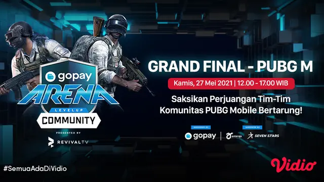 Streaming Grand Final GoPay Arena Level Up Community PUBGM di Vidio