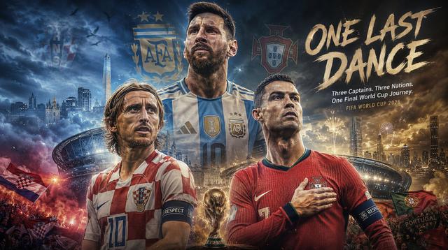 Luca Modric (Kroasia), Lionel Messi (Argentina), dan Cristiano Ronaldo (Portugal): tiga pemain yang kemungkinan bakal menjalani Piala Dunia terakhir di edisi 2026. (Gemini)