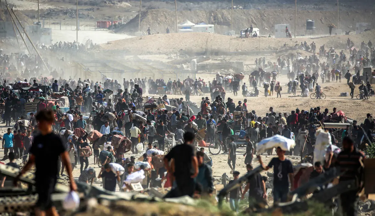 Presiden Amerika Serikat (AS) Donald Trump pada Senin (29/9/2025) memaparkan rencana komprehensif untuk mengakhiri perang di Gaza. (Eyad BABA/AFP)