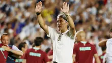 Pelatih Timnas Swiss, Murat Yakin, bereaksi setelah kalah dalam pertandingan perempat final Piala Dunia 2026 antara Argentina dan Swiss di Stadion Kansas City, Kansas City, pada 12 Juli 2026. (CHARLY TRIBALLEAU/AFP)