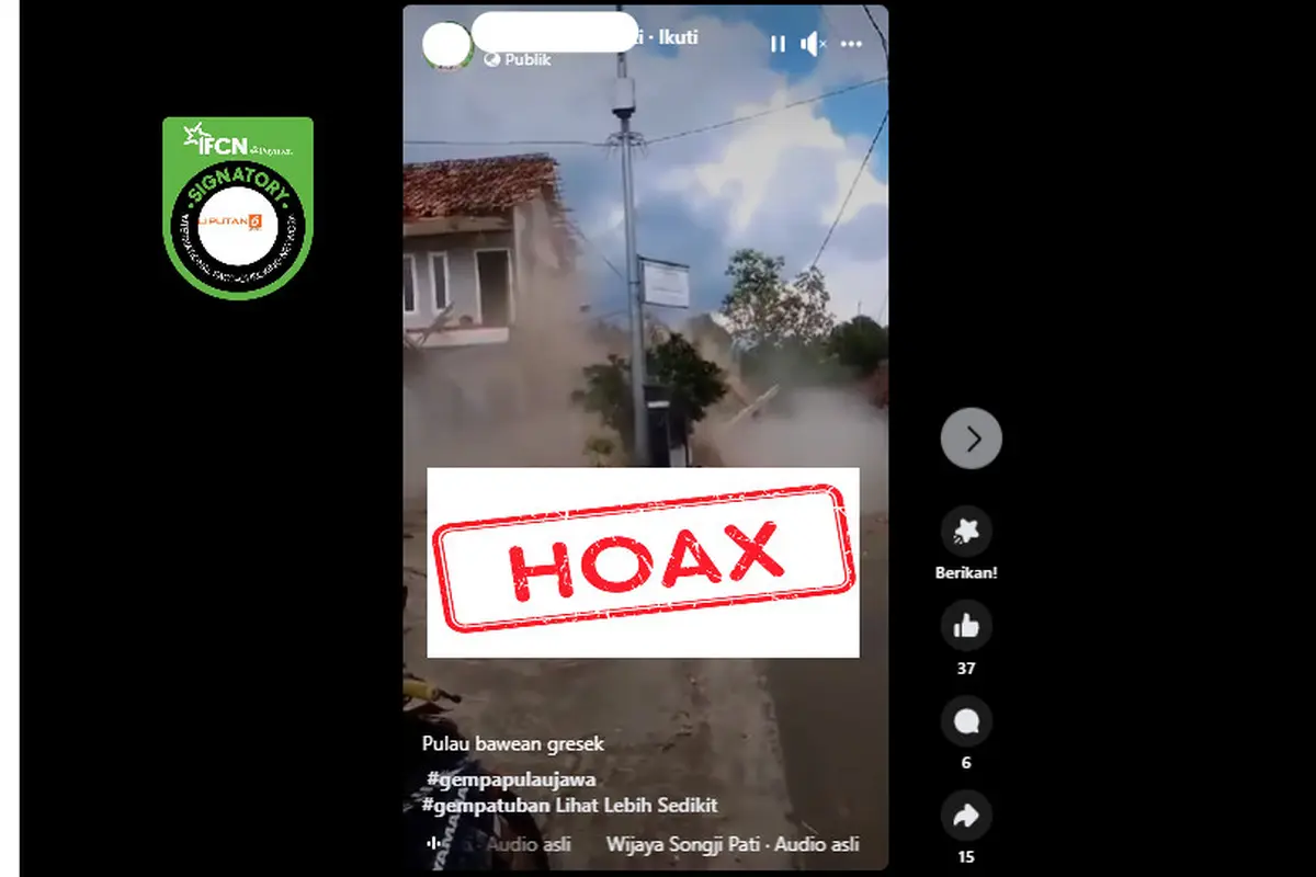 Tangkapan layar hoaks seputar gempa Tuban