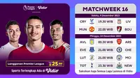 Jadwal dan Live Streaming Liga Inggris Gameweek 16 di Vidio