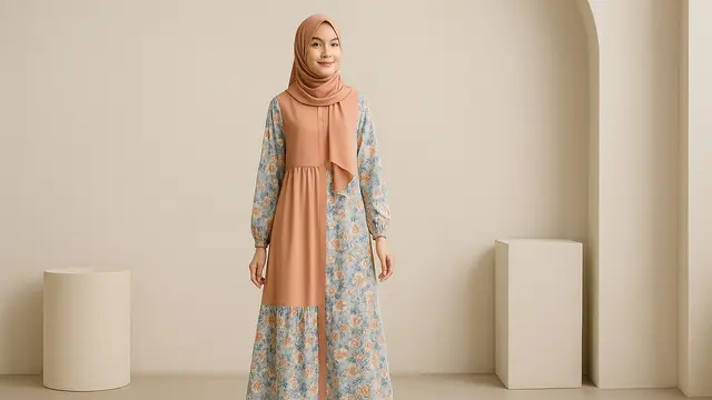 Model Gamis Motif Bunga Kekinian untuk Remaja/Ilustrasi gambar oleh AI