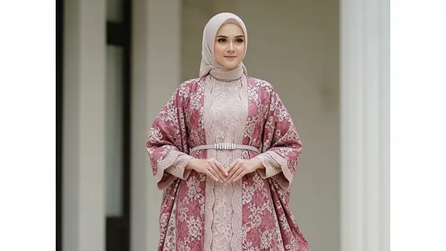 Model Gamis Brokat Arabic Style dengan Sentuhan Glamor