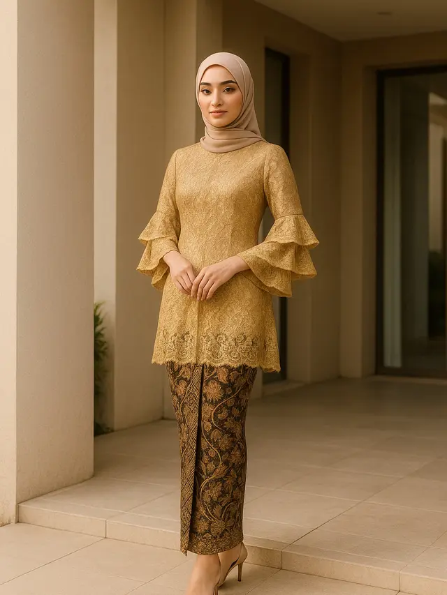 Model Brokat Panjang Bawahan Batik