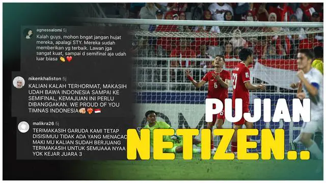 Berita Video, kumpulan reaksi netizen setelah Timnas Indonesia U-23 telan kekalahan di semifinal Piala Asia U-23 pada Senin (29/4/2024)