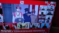 Foto: Presiden Jokowi mengenakan pakaian adat Timor Tengah Selatan NTT saat upacara HUT RI ke-75 (Liputan6.com/Ola Keda)