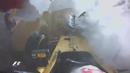 Pebalap Renault, Kevin Magnussen, melintir dan menabrak dinding pembatas dalam balapan F1 GP Belgia di di Sirkuit Spa-Francorchamps, Minggu (28/8/2016). (Bola.com/Twitter/F1)