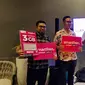 Agus Rohmat, VP Network Operation; Roberto Saputra, Chief Brand Officer; Albert Lesmana, Regional Head West Java, Smartfren dalam temu media di Cirebon, Rabu (9/11/2022).. Liputan6.com/Giovani Dio Prasasti