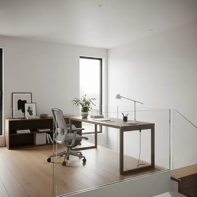 Desain Rumah Mezzanine Modern dengan Workspace Cozy di Atas