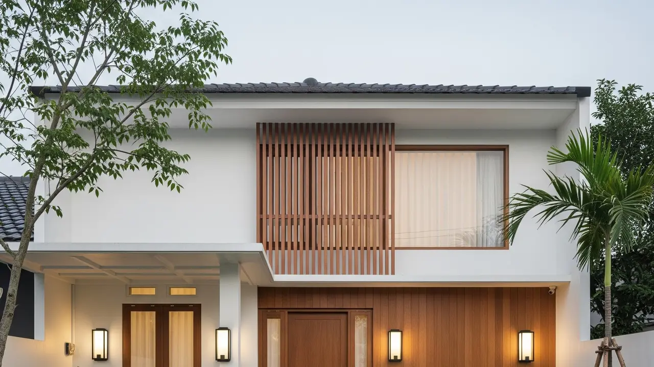 Inspirasi Fasad Jepang yang Cocok untuk Perumahan Indonesia Model dengan Lampu Dinding Sederhana