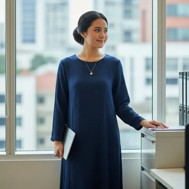 Model Gamis yang Tetap “Rapi & Adem” untuk Komuter Motor Setiap Hari (Image by Gemini AI)
