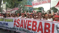 Ribuan pengusaha dan peternak babi di Sumut unjuk rasa penolakan wacana pemusnahan babi