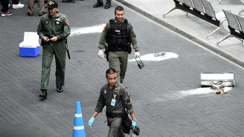 Ledakan bom terjadi di Bangkok pada Jumat (2/8/2019). (Lillian Suwanrumpha/AFP)