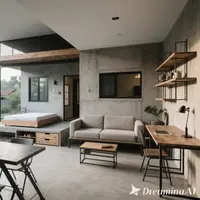 Inspirasi Rumah Gaya Industrial Hemat Biaya Cocok di Lahan Kecil. Foto: Dreamina AI