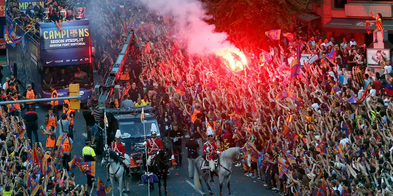 Parade Kemenangan Barcelona Rayakan Treble Winners