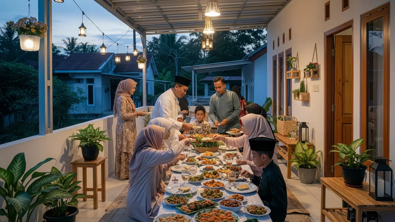 Ilustrasi Bukber di Teras Rumah