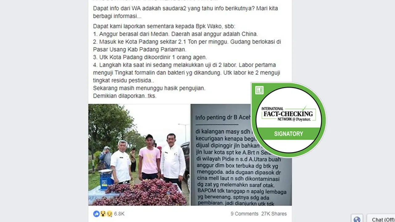 Cek Fakta - Anggur Berformalin