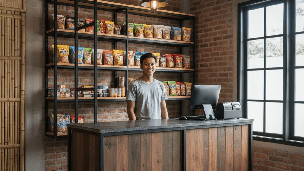 Ide Desain Kasir Warung Kecil Modern. Gemini