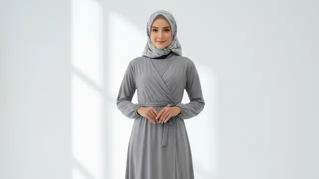 Model Gamis Polos Lebaran 2026. AI