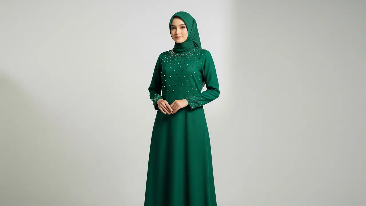 Model Gamis Emerald Green Elegan 2026