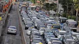 Kemacetan di Jalan MH Thamrin, Jakarta. (Liputan6.com/Faizal Fanani)