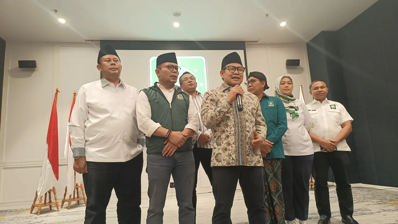 Ketua Umum PKB Muhaimin Iskandar alias Cak Imin di Hotel Mercure Jakarta, Rabu (1/5) (Alma Fikhasari/Merdeka.com)